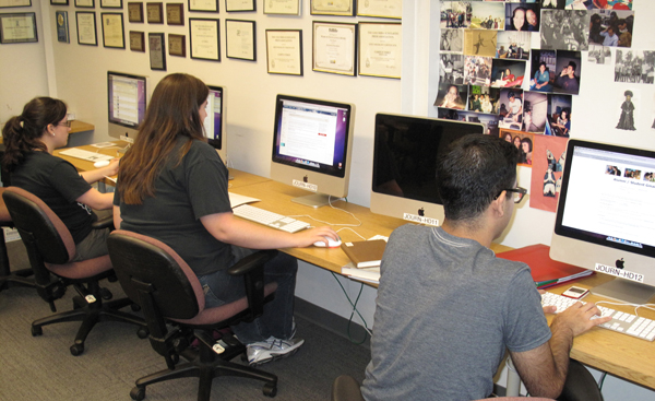 The journalism newsroom for the Campus Times and La Verne Magazine