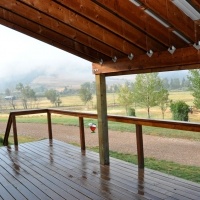 Front deck of Magpie, looking towards the Clark Fork River.